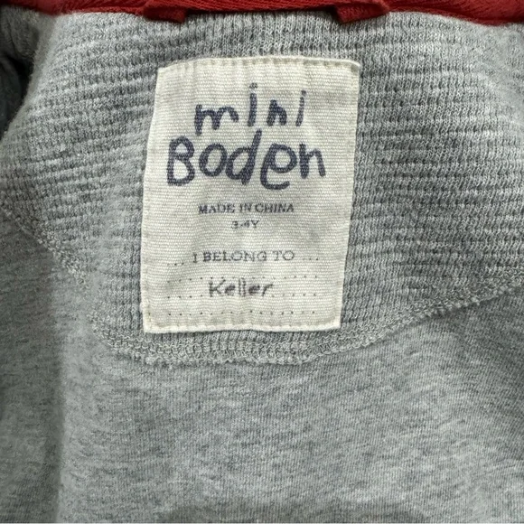 Mini Boden Size 3-4 Red and Navy Stripe Full Zip Fleece Jacket - Picture 3 of 4